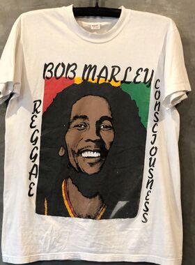 Bob Marley鲍勃马利雷鬼乐鼻祖人像vintage古着摇滚男女短袖T恤潮