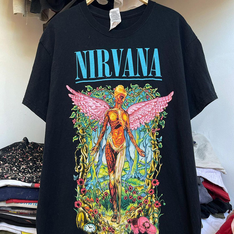 nirvana涅槃天使摇滚乐队高街fog vintage复古男女短袖情侣情侣装