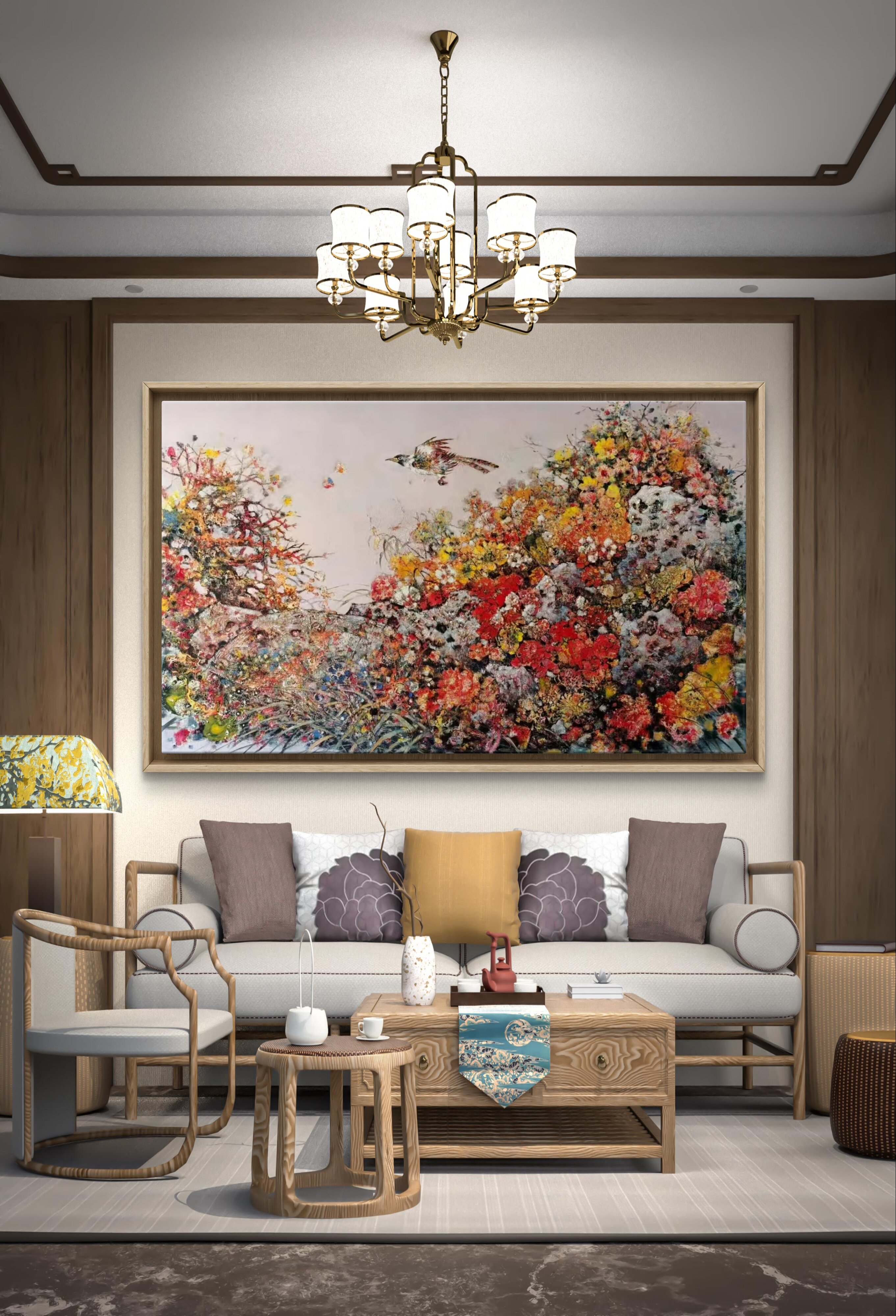 油画花卉150/250cm 新中式东方美学#古风古韵#艺术收藏