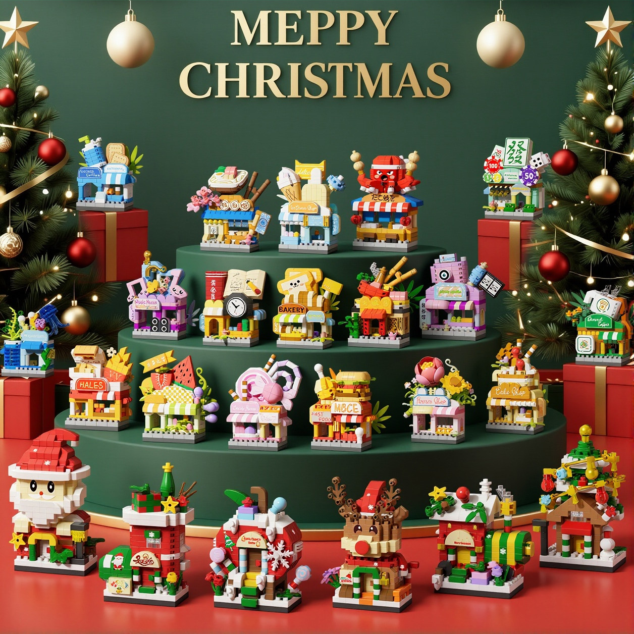 圣诞礼物街景积木益智拼装儿童男生女生礼品套装拼图6到12岁玩具