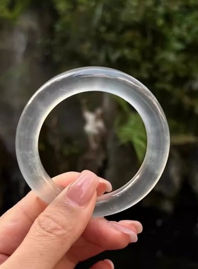 天然独龙玉白冰玉石手镯