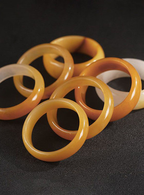 天然黄龙玉黄翡色宽条玉镯