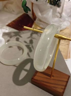 天然蚕丝玉冰种玉手镯扁条镯子淡黄口玉石平安镯送礼物正品真品