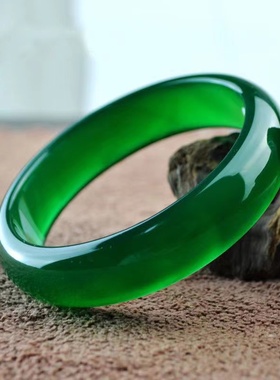 天然独龙玉帝王绿手镯女绿玉镯翡翠色冰种满绿玉石手镯正品送礼物