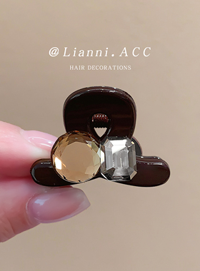 2026新款咖色闪钻小抓夹女高级感迷你刘海夹侧边碎发夹精致发卡