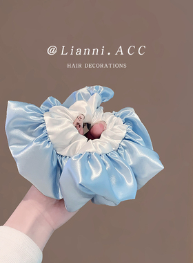 法式芭蕾风缎面褶皱发圈大号大肠圈头绳低马尾发饰2025高级感发绳