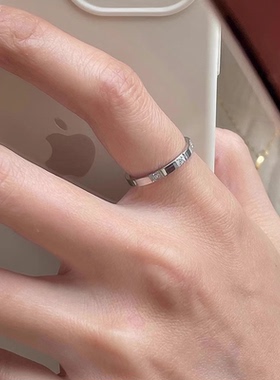 三钻简约素圈戒指女冷淡风小众潮时尚个性食指精致钛钢不掉色显白