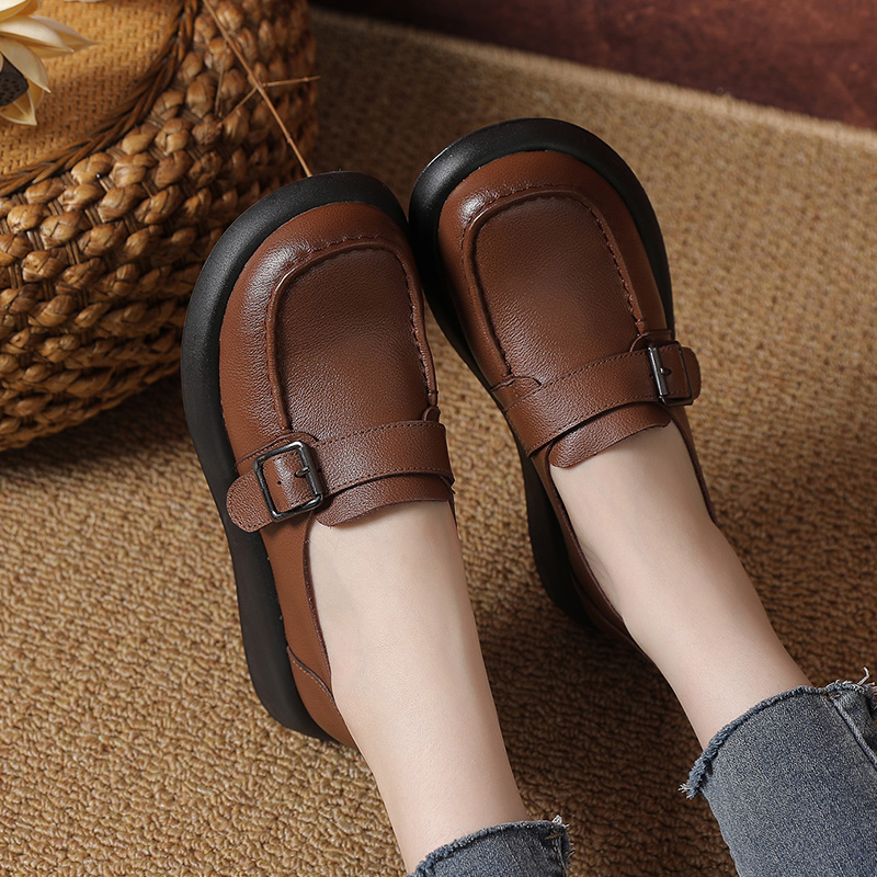 玲峰大码真皮女鞋柔软舒适透气