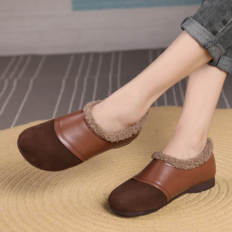 玲峰大码真皮女鞋柔软舒适保暖