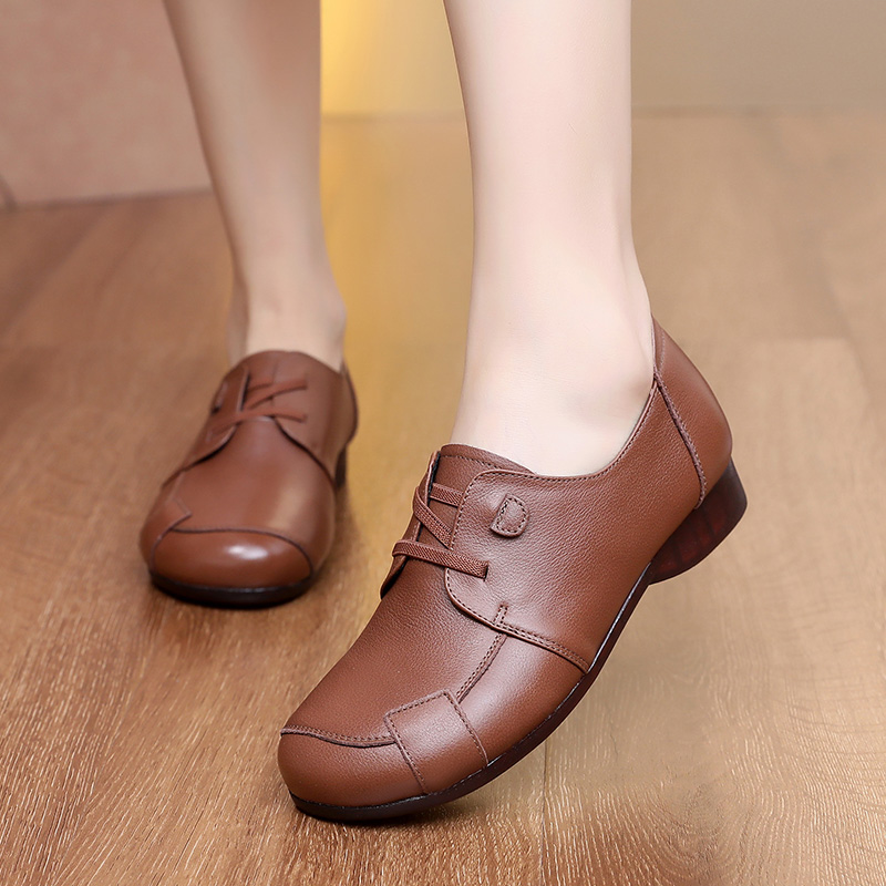 玲峰大码真皮女鞋柔软舒适透气