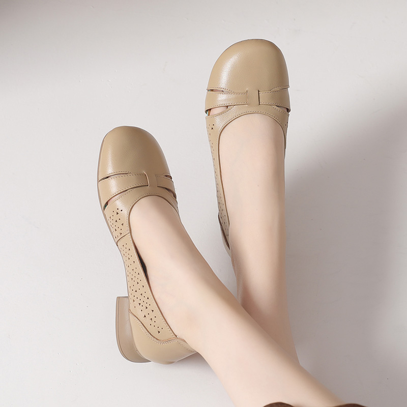 玲峰大码真皮女鞋柔软舒适透气