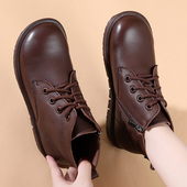 42真皮系鞋 女鞋 带马丁靴女平底短靴 胖妹妹超软大码 靴子女2025新款