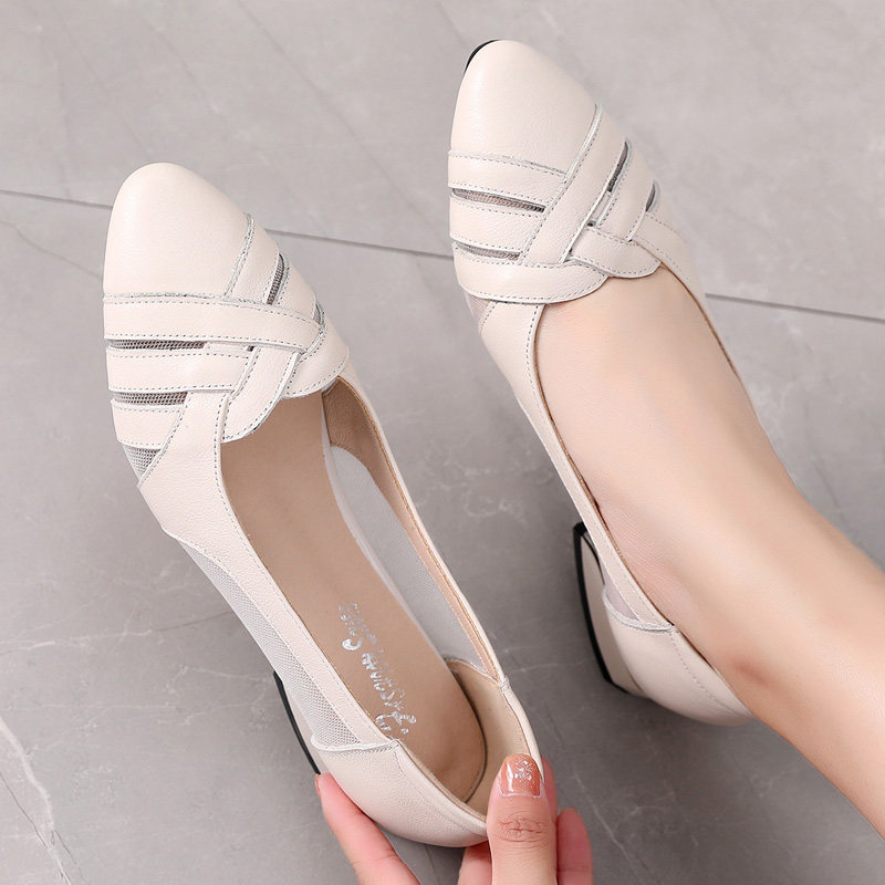 2024新款网纱鞋真皮平底大码凉鞋41一43女秋季软底皮鞋42浅口女鞋,女鞋,时装凉鞋,淘宝优惠券,粉丝福利购,淘宝优惠卷