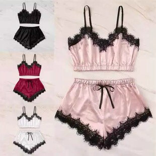 Strap three-point chest wrapped lace set 吊带三点式蕾丝套装