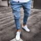 jeans casual new 2018 male men trousers ripped denim fashion