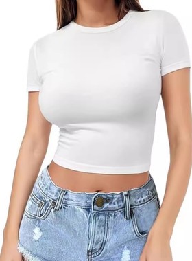 Female crop top T-shirt with short sleeves