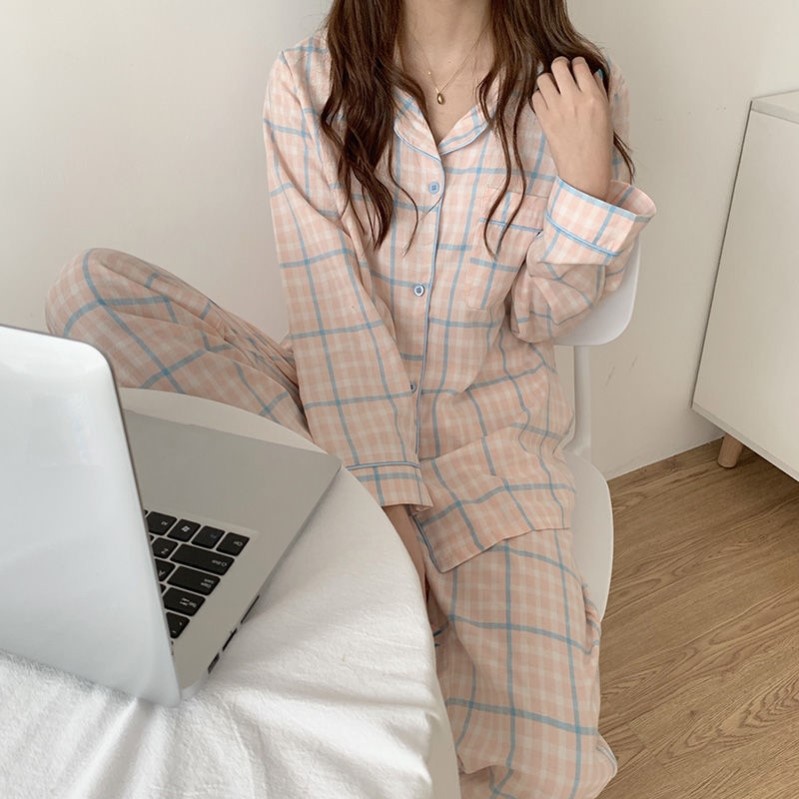 Cow Print Pajamas Two Piece Set Autumn Pijamas Women Cotton