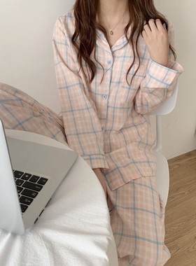 Cow Print Pajamas Two Piece Set Autumn Pijamas Women Cotton