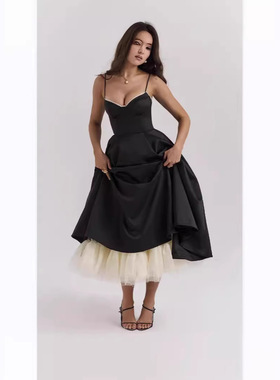 Stylish Double-Layer Lace Camisole Dress Slim-Fitting 吊带裙