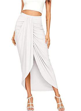 Split wrap asymmetrical draped skirt纯色开叉包裹不对称垂褶裙