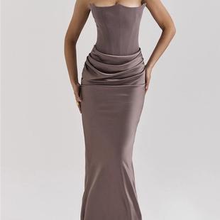 Strapless Evening Backless fit Gown连衣长裙 Slim Fashionable