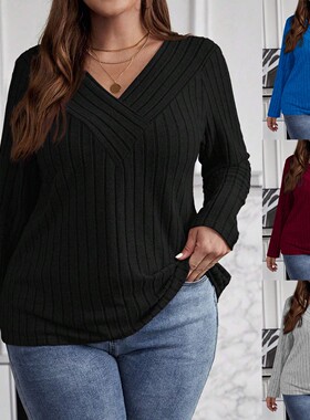Women's Autumn plus size blouse Casual Loose tops大码上衣T恤