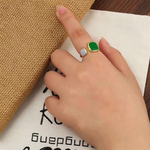 Emerald ring sterling silver ring female personality cold