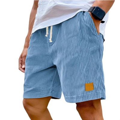 men's embroidered corduroy fashionablelace up casual shorts