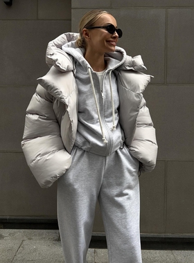 欧美时尚厚连帽棉服棉衣外套女 padded coat winter jacket women