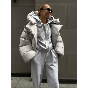 厚连帽棉服棉衣外套女 jacket padded winter women coat 欧美时尚