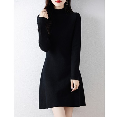 半高领针织连衣裙2025新款今年流行爆款小个子内搭打底裙毛衣短裙