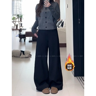 拖地裤 胖MM高级感弯刀西裤 子女装 休闲长裤 加绒百搭高腰显瘦阔腿裤