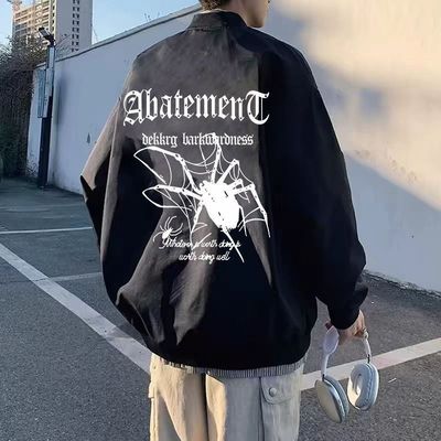 国潮牌美式oversize棒球服夹克男2025春秋情侣款宽松飞行服外套潮