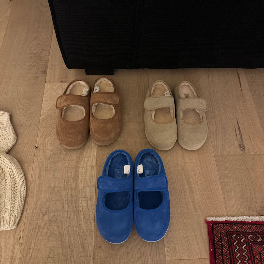 桑坡玛丽珍皮毛一体低帮雪地靴懒人小平底魔术贴女短靴