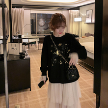 卫衣女春秋薄款韩版宽松ins网纱长袖上衣套头chic慵懒风百搭外套