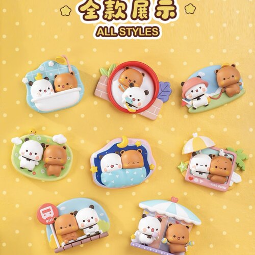 名创优品MINISO微次元一二和布布熊熊冰箱贴盲盒潮玩磁吸公仔摆件