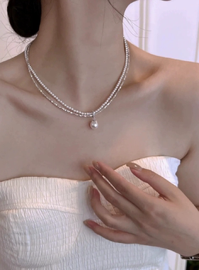 碎银子s925纯银珍珠项链女法式轻奢气质高级感珍珠吊坠送女友礼物