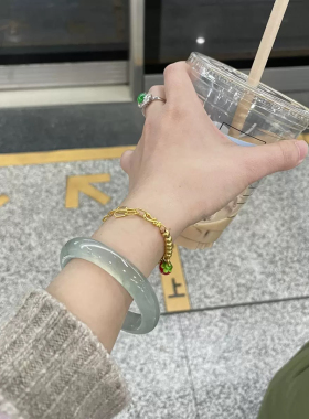 天然缅甸冰种飘蓝玉髓翡翠手镯女款白月光飘花玉镯子翡翠女款送礼