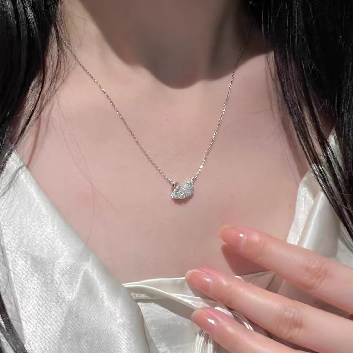 s999纯银天鹅项链吊坠女款轻奢小众高级锁骨链送女友礼物送证书图片