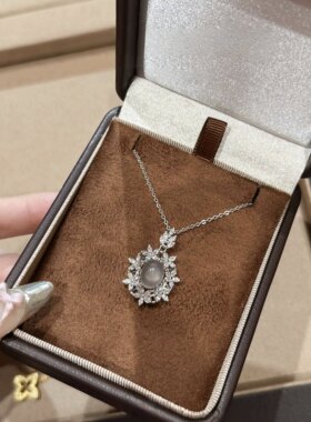 热卖雪绒花s925纯银项链玲珑玉髓吊坠女气质天然高冰镶嵌蛋面项链
