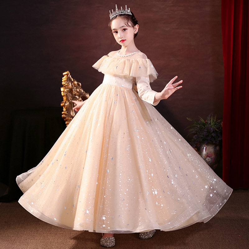 婚纱儿童演出服女童舞蹈裙礼服中国风汉服小学生合唱朗诵表演服装
