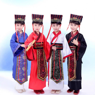 儿童三国演义演出服春秋汉服男童课本剧古装服装诸葛亮曹操鲁肃男