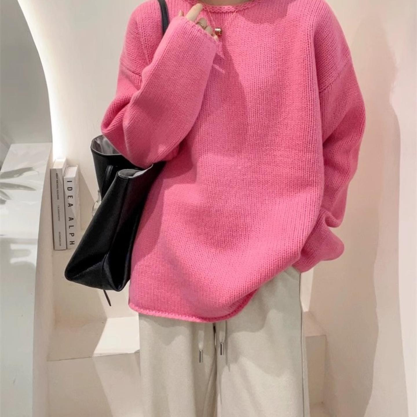 100%纯山羊绒毛衣女加厚宽松大码