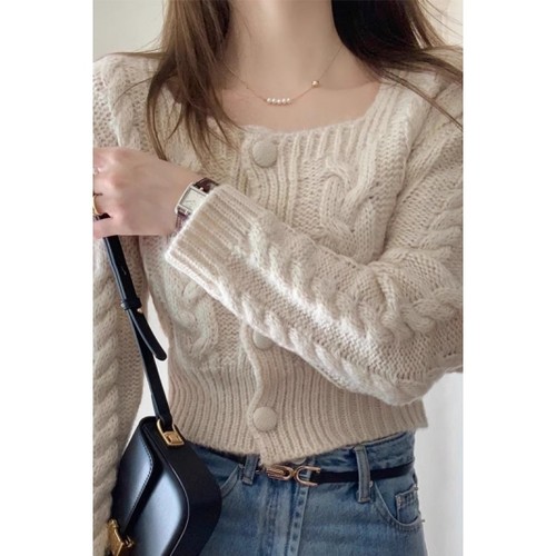 加厚100%山羊绒开衫女短款