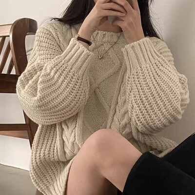 重工加厚100%纯山羊绒毛衣女