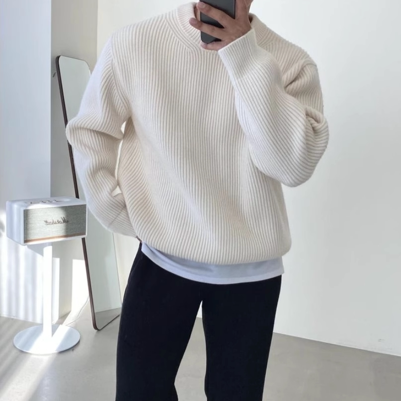 100%纯山羊绒衫男2025秋冬新款圆领加厚大码套头毛衣针织打底衫