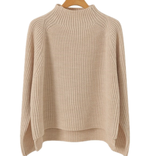 2025秋冬新款100%山羊绒毛衣女套头宽松短款纯色半高领针织打底衫