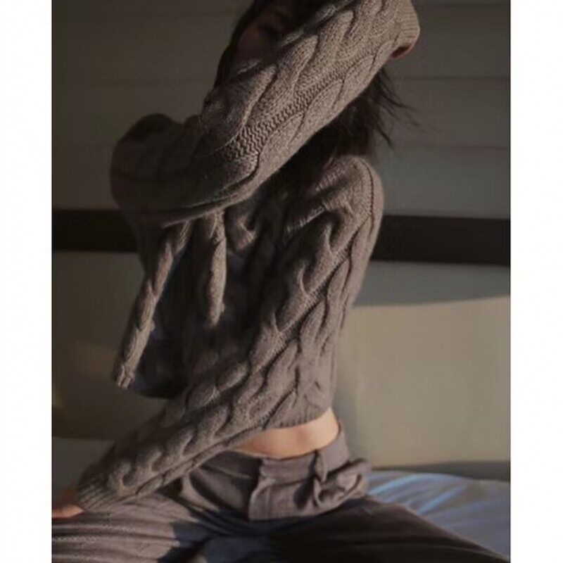 100%纯山羊绒毛衣女短款刘雯明星同款加厚高腰麻花套头针织打底衫,女装/女士精品,羊绒衫,淘宝优惠券,粉丝福利购,淘宝优惠卷