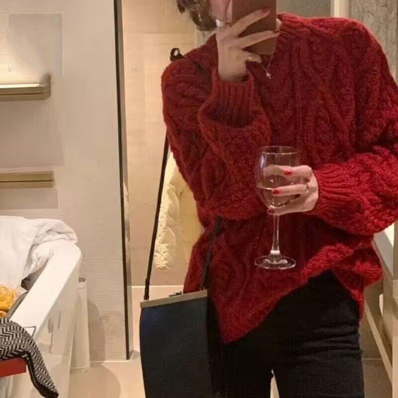 重工九股加厚山羊绒毛衣女