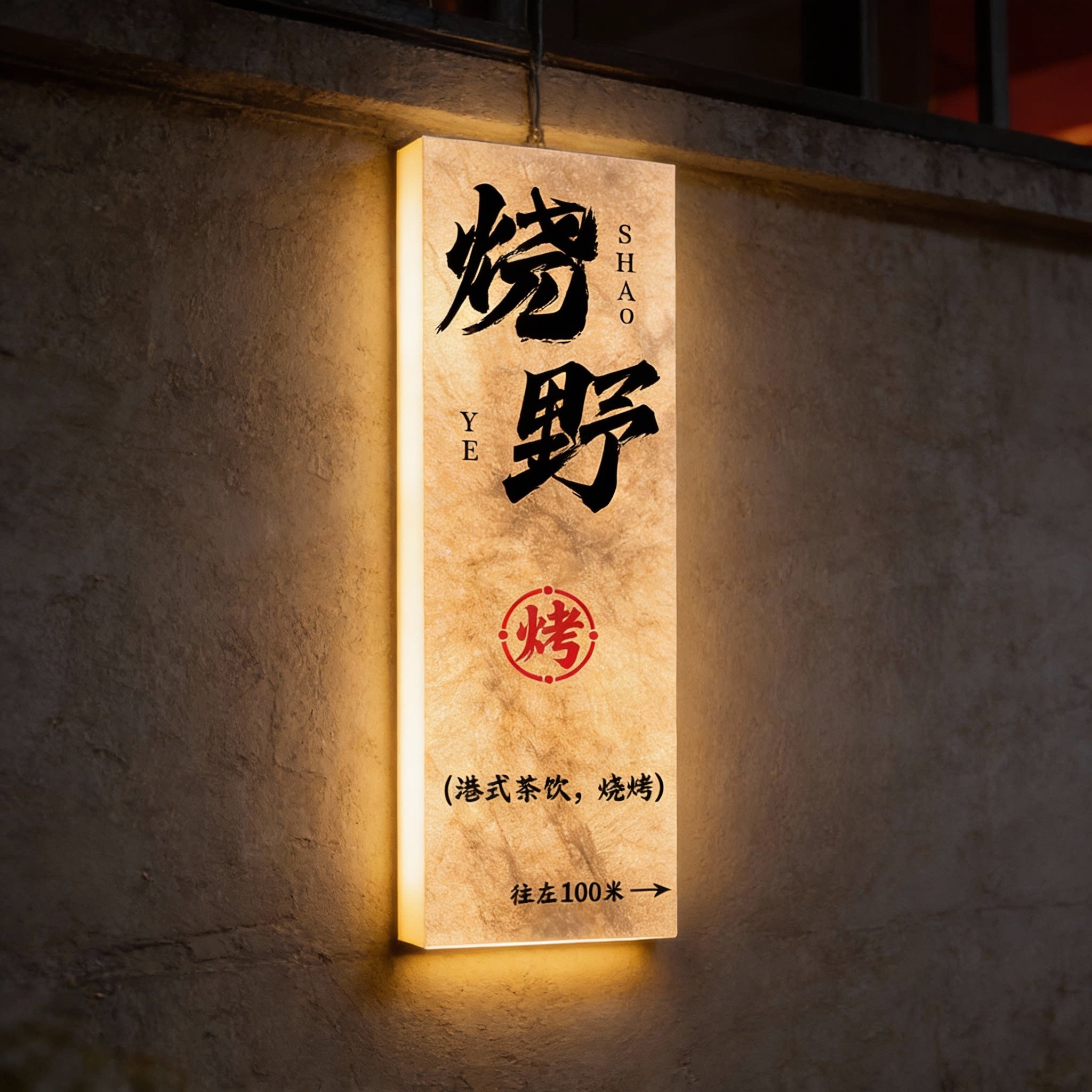 杜邦纸烧烤店发光门牌,支持定制